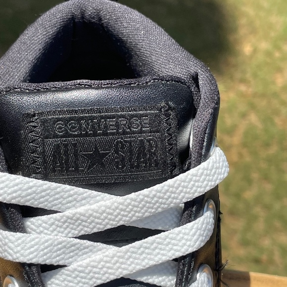 Converse Black Leather Sneakers Size 13 - Picture 4 of 16